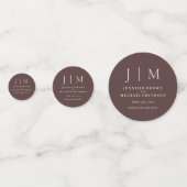 Chocoladebruine Monogram Klassieke Trouw Confetti (Voorkanten)