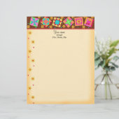 Chocoladebruine patchwork quilt blokkeert kunst custom briefhoofd (Staand voorkant)