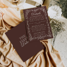 Chocoladebruine vintage huwelijksdetails met oude