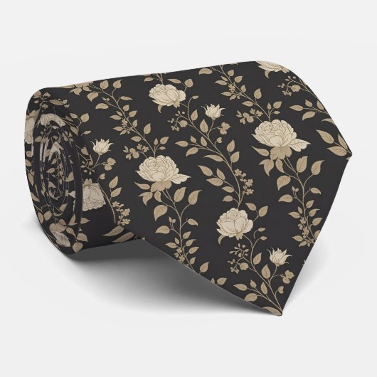 Chocoladebruine Vintage Roos Stropdas (Opgerold)