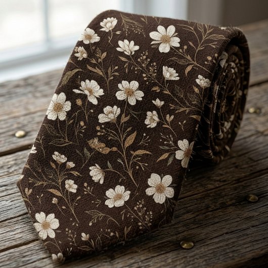 Chocoladebruine Wilde Bloem Stropdas