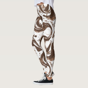 Chocoladebruine witte Snoepjes wervelingen Leggings