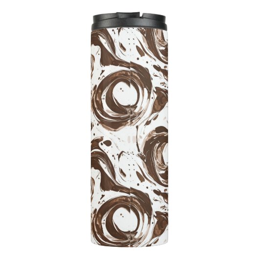 Chocoladebruine witte Snoepjes wervelingen Thermosbeker (Achterkant)