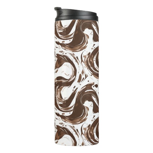 Chocoladebruine witte Snoepjes wervelingen Thermosbeker (Geroteerd rechts)