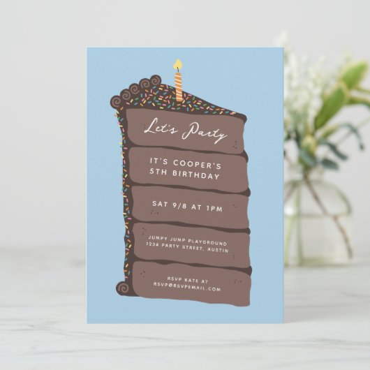 ChocoladeCake Birthday Party Kaart (Staand voorkant)