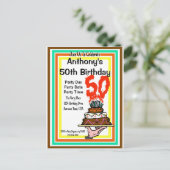 Chocoladecake voor 50e verjaardagsfeest Retro kleu Briefkaart (Staand voorkant)