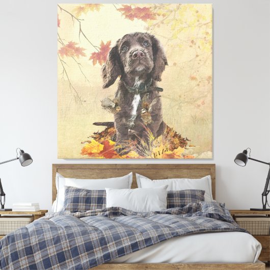 Chocoladecockerspanielpuppy Canvas Afdruk (Insitu (Slaapkamer))