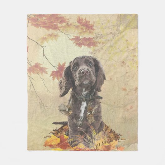 Chocoladecockerspanielpuppy Fleece Deken (Voorkant)