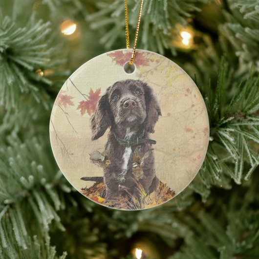 Chocoladecockerspanielpuppy Keramisch Ornament (Boom)