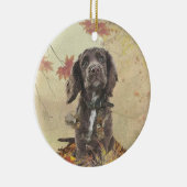 Chocoladecockerspanielpuppy Keramisch Ornament (Rechts)