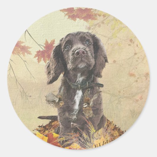 Chocoladecockerspanielpuppy Ronde Sticker (Voorkant)