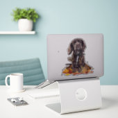 Chocoladecockerspanielpuppy Sticker (Laptop op bureau)