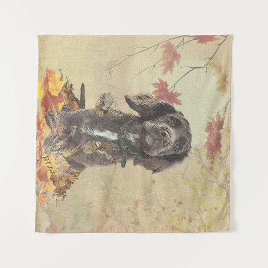 Chocoladecockerspanielpuppy Wandkleed (Voorkant (horizontaal))