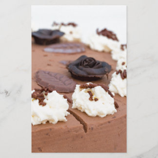 Chocoladecrèmecake, in detail verpakt briefpapier