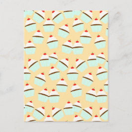 Chocoladecupcake met crème en kersen op de top briefkaart