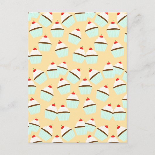 Chocoladecupcake met crème en kersen op de top briefkaart (Voorkant)