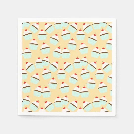 Chocoladecupcake met crème en kersen op de top servet (Voorkant)