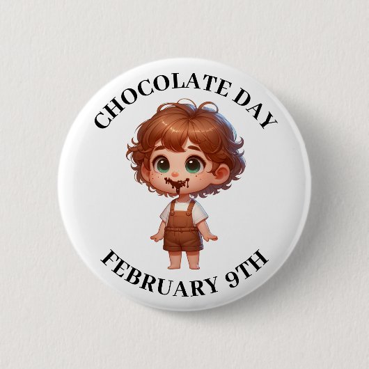 Chocoladedag 9 februari ronde button 5,7 cm (Voorkant)
