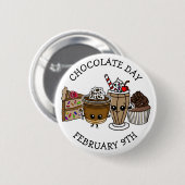 Chocoladedag - 9 februari ronde button 5,7 cm (Voorkant /achterkant)