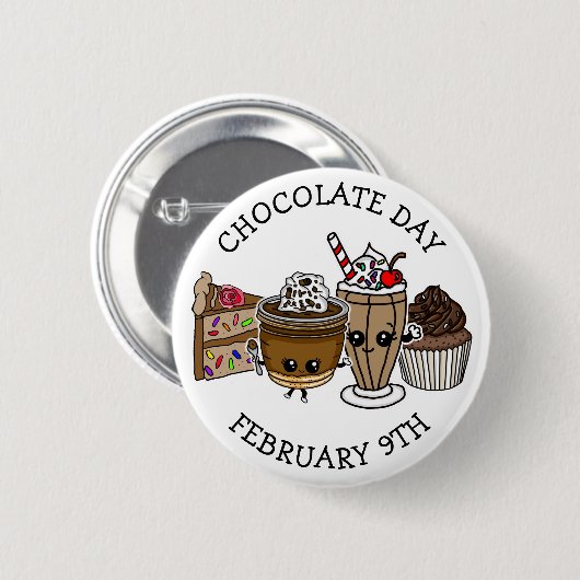 Chocoladedag - 9 februari ronde button 5,7 cm (Voorkant /achterkant)