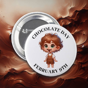 Chocoladedag 9 februari ronde button 5,7 cm