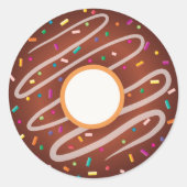 Chocoladedonut met regenboogsprenkels ronde sticker (Voorkant)