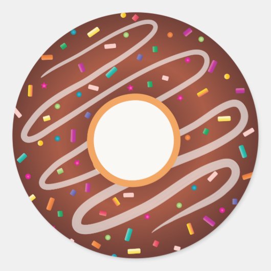 Chocoladedonut met regenboogsprenkels ronde sticker (Voorkant)