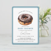 Chocoladedonut | Schattige Blue Boy Baby shower Kaart (Staand voorkant)