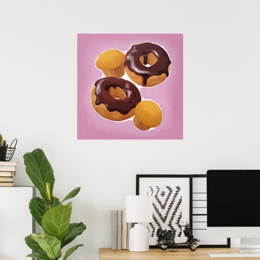 Chocoladedonuts en muffin poster (Thuiskantoor)