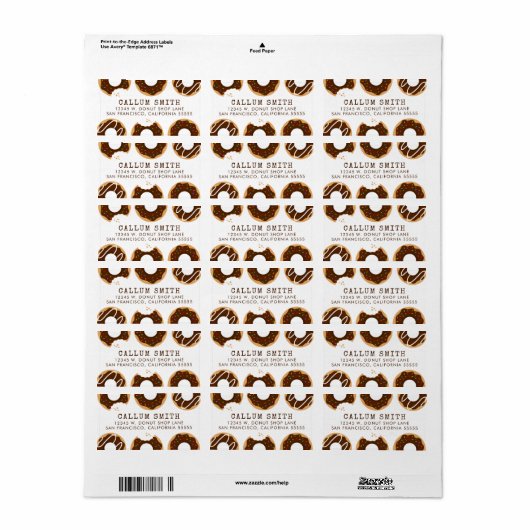 Chocoladedonuts Etiket (Full Sheet)