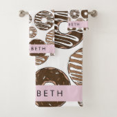 Chocoladedonuts, karameldonuts, ijs, Jouw naam Bad Handdoek (Insitu)