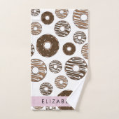 Chocoladedonuts, karameldonuts, ijs, Jouw naam Bad Handdoek (Handdoek)