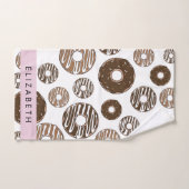 Chocoladedonuts, karameldonuts, ijs, Jouw naam Bad Handdoek (Handdoek)
