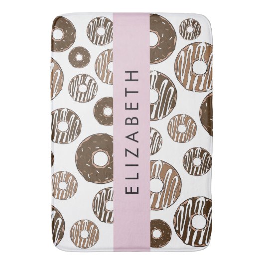 Chocoladedonuts, karameldonuts, ijs, Jouw naam Badmat (Voorkant Verticaal)