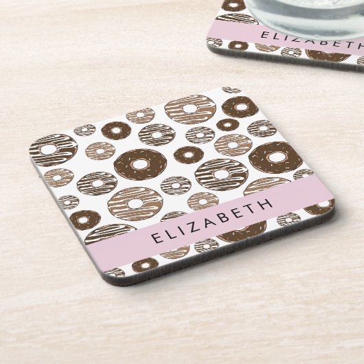 Chocoladedonuts, karameldonuts, ijs, Jouw naam Bier Onderzetter (Linkerzijde)