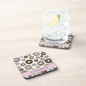 Chocoladedonuts, karameldonuts, ijs, Jouw naam Bier Onderzetter (Rechterzijde)