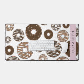 Chocoladedonuts, karameldonuts, ijs, Jouw naam Bureaumat (Keyboard & Muis)