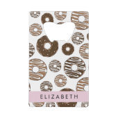 Chocoladedonuts, karameldonuts, ijs, Jouw naam Creditkaart Flessenopener (Voorkant)