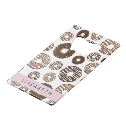 Chocoladedonuts, karameldonuts, ijs, Jouw naam Creditkaart Flessenopener (Achterkant Gekanteld)