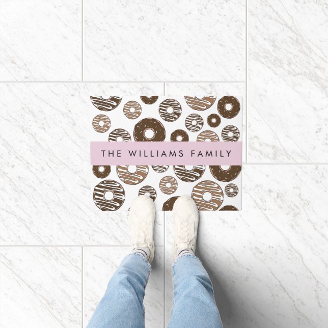 Chocoladedonuts, karameldonuts, ijs, Jouw naam Deurmat (Binnen)