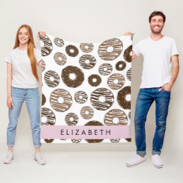 Chocoladedonuts, karameldonuts, ijs, Jouw naam Fleece Deken