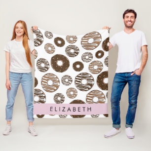 Chocoladedonuts, karameldonuts, ijs, Jouw naam Fleece Deken