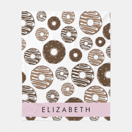 Chocoladedonuts, karameldonuts, ijs, Jouw naam Fleece Deken (Voorkant)