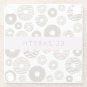 Chocoladedonuts, karameldonuts, ijs, Jouw naam Glazen Onderzetter (Achterkant)