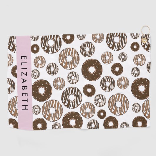 Chocoladedonuts, karameldonuts, ijs, Jouw naam Golfhanddoek (Horizontaal)