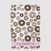 Chocoladedonuts, karameldonuts, ijs, Jouw naam Golfhanddoek (Voorkant)