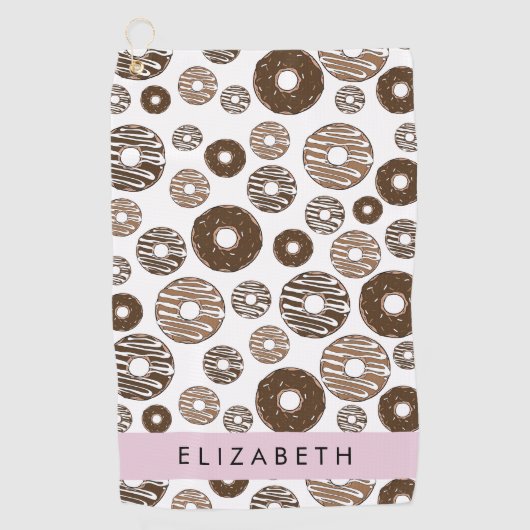 Chocoladedonuts, karameldonuts, ijs, Jouw naam Golfhanddoek (Voorkant)
