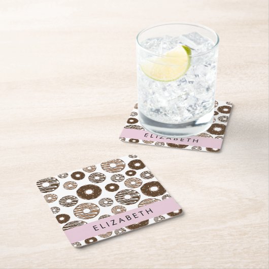 Chocoladedonuts, karameldonuts, ijs, Jouw naam Kartonnen Onderzetters (Insitu)