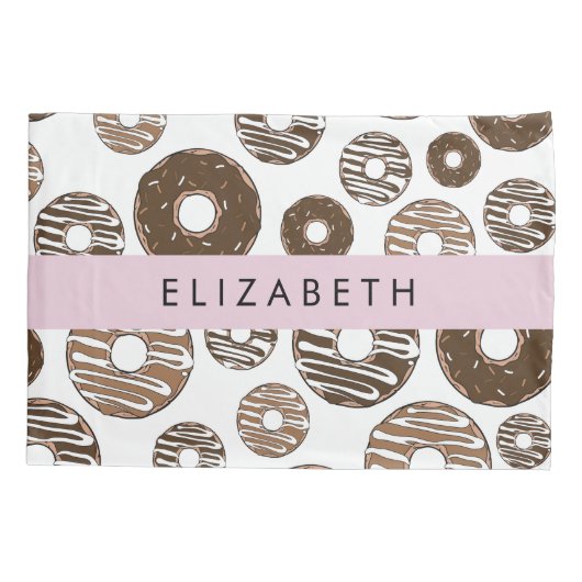 Chocoladedonuts, karameldonuts, ijs, Jouw naam Kussensloop (Achterkant)