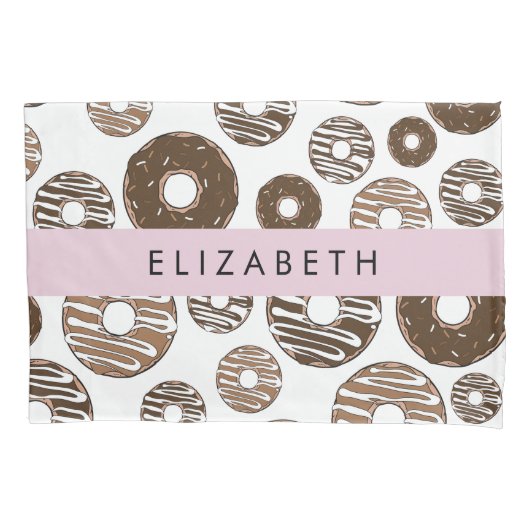 Chocoladedonuts, karameldonuts, ijs, Jouw naam Kussensloop (Voorkant)